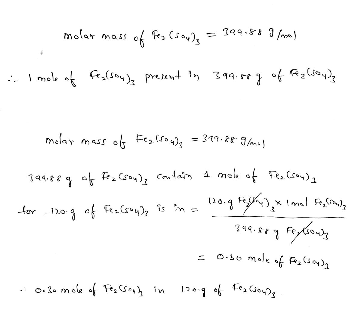 Answered Fe2 SO4 3 molar mass 399.88 g mole bartleby